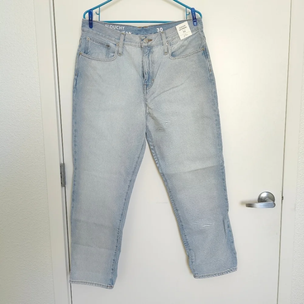 J. Crew Slouchy High Rise Boyfriend Jean with Relaxed Fit & Light Wash